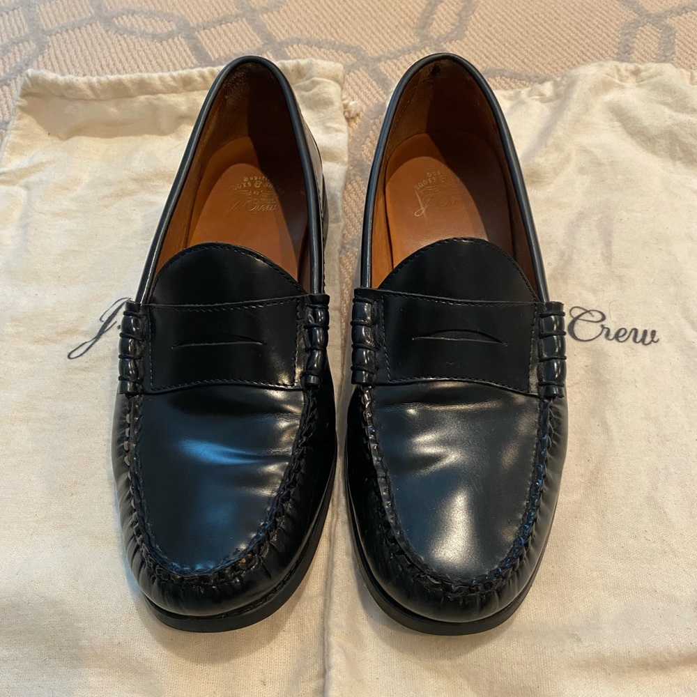 J. Crew Black Leather Penny Loafers